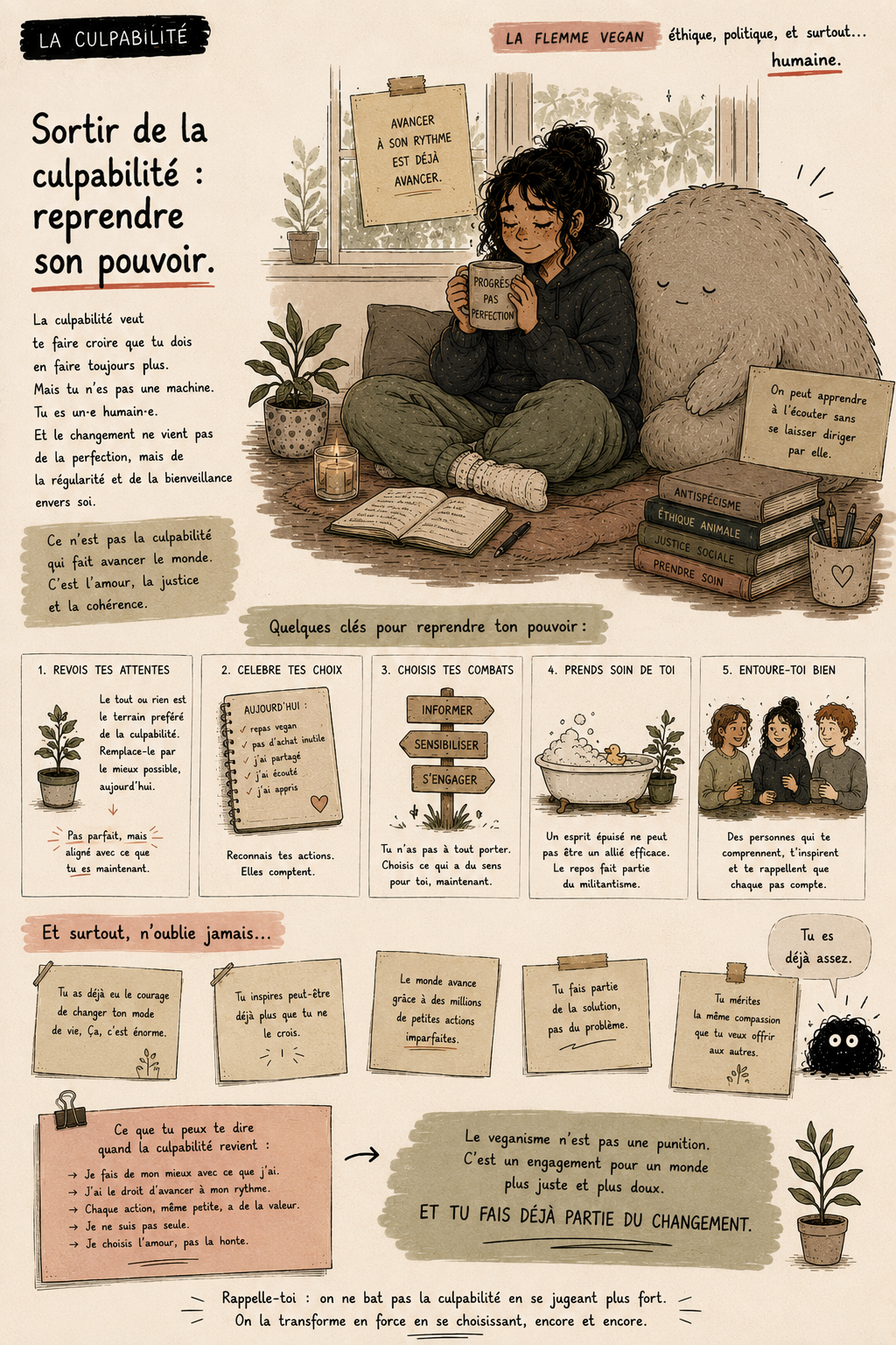 La culpabilité — page 6 de la chronique illustrée La Flemme Vegan